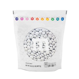 M&M’S Milk Chocolate White Candy - 2lbs of Bulk Candy in Resealable Pack for Candy Buffet, Wedding, Graduation Favor, Birthday Parties, Theme Meetings, Candy Bar, Tasty Snacks for DYI Party