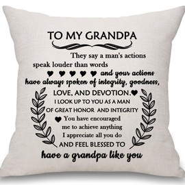 Mcaeou Grandpa Gift from Granddaughter Grandson Grandfather Grandad Grandpa Cushion Cover Throw Pillow Cover for Birthday Father's Day Christmas(grandpa)