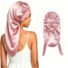 Pink Large Satin Sleep Bonnet, Adjustable Wrap for Braids, Locs