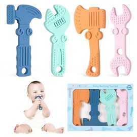 TYRY.HU Juguetes para la dentición de bebés, mordedores de silicona sin BPA, mordedores molares para bebés, alicates con llave inglesa para niños y niñas, textura suave, fáciles de sostener y limpiar,