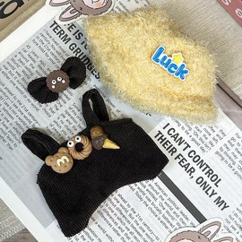 Clothes Set - Cute Outfit, Stylish Dress-Up for Dolls (No Doll Included) (Luck hat+Headgear+Overalls)