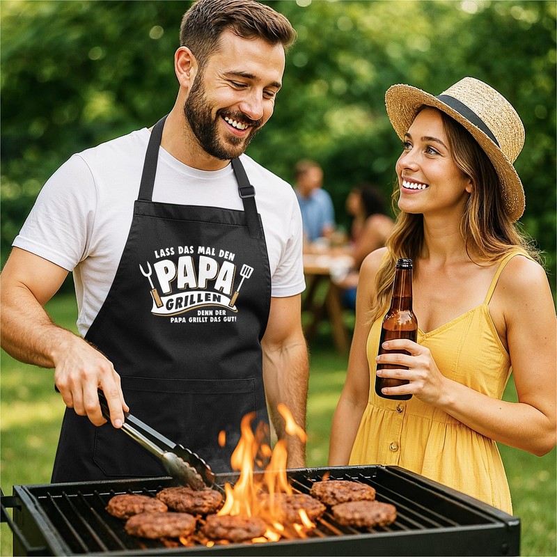 MoonWorks® BBQ Apron with Saying Grillseargent Born to Grill-Geschenke Men