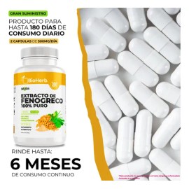 BioHerb | Fenogreco Extracto 100% Puro (360 Capsulas 500mg) [Potente Extracto] |Orgánico | 100% Natural | Suministro Para 90 Días | - Organic Fenogrec