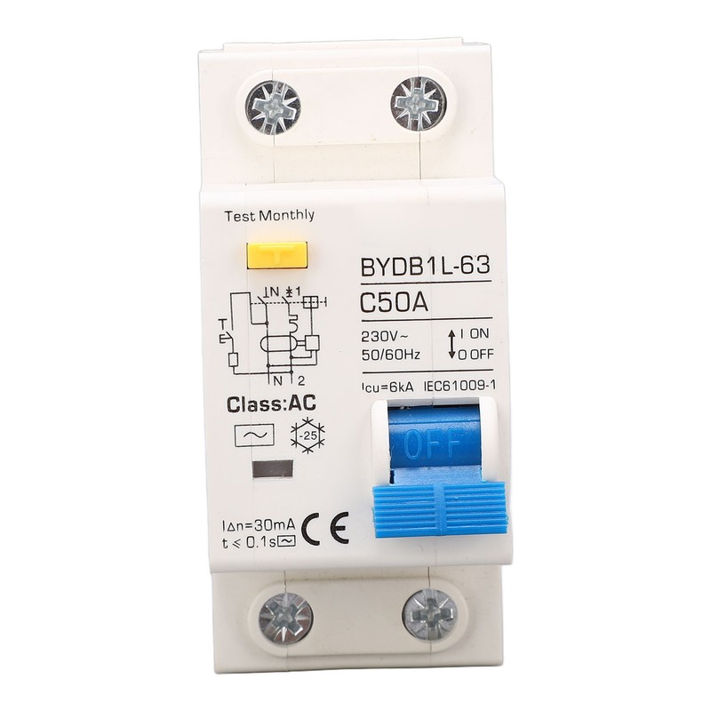 Circuit Breaker 1P+N 50A 230V AC MCB Leakage Protection Switch