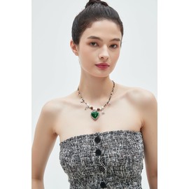 Jeniiahua Bohemian Hippie Necklaces Beaded Choker Necklace for Women Western Large Heart Necklace Turquoise Beach Beads Necklace Chain Jewelry