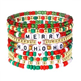 TOFBS Women's Polymer Clay Christmas Bangles Stackable Bracelet Kit Colourful Friendship Bracelets for Girlfriend Mother Wife Festive Gift, Fimo, Fimo
