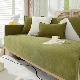 JIAN YA NA Sectional Couch Cover, Funny Chenille Fuzzy Sofa Slipcover, Anti-Slip Furniture Protector for Pets Kids, L-Shaped Sofa, 3-Cushion Couch, Loveseat, Recliner, Armrest & Backrest (1 Piece)