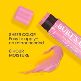 Burt's Bees 100% Natural Origin Moisturizing Tinted Lip Balm, Pink Blossom with Shea Butter