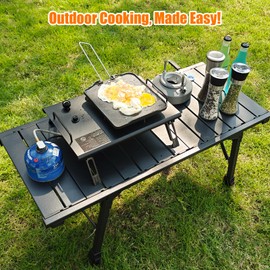 GRILL FORCE Camping Stove for IGT Table, Portable Isobutane Gas Stove with Carry Bag, 4000W Camp Stove,Folding Propane Burner, IGT Accessories for Picnic, RV, Car Trip, Tailgating, Patio, Backyard