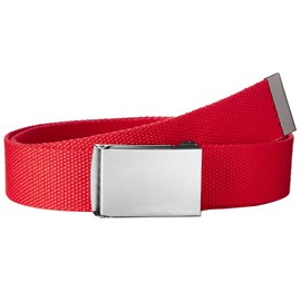 Trimming Shop Unisex Webbing Belt Webbed Canvas Strap Metal Flip Closure Buckle Adjustable Army Style Waist Band Outdoor Utility Wear, 51inch x 3.8cm, Red