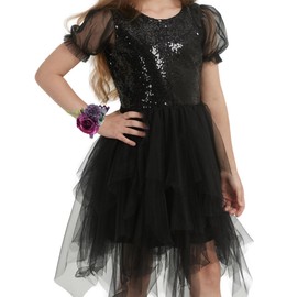 JQGBBOX Black Sequin Dresses for Girls, Party Dresses 4Y, Concert Dresses, Prom Dresses,Gothic-Style Dress