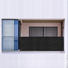 JXXXN 3.2'x16.5' Black Balcony Privacy Fence Screen, Windscreen Cover Fabric Shade Netting Mesh for Deck, Patio, Backyard, Outdoor Pool, Porch, Railing