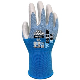 Wondergrip - Bee-Tough - WG-522W Safety Gloves - Nitrile Coating & Oil Resistant - High Grip - Bee-Series Knitting - DuaLiner Technology & Ergonomic Fit - Blue - Small