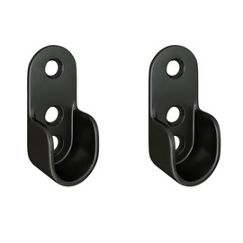 MS Beschläge Wall Bracket 1 Pair Clothes Rail Holder Coat Rail Holder Black Metal Holder Wall Mount Wardrobe Rail Holder