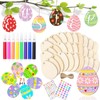Seamart Easter Craft Wood, 71 Pieces Easter Craft Set Children,