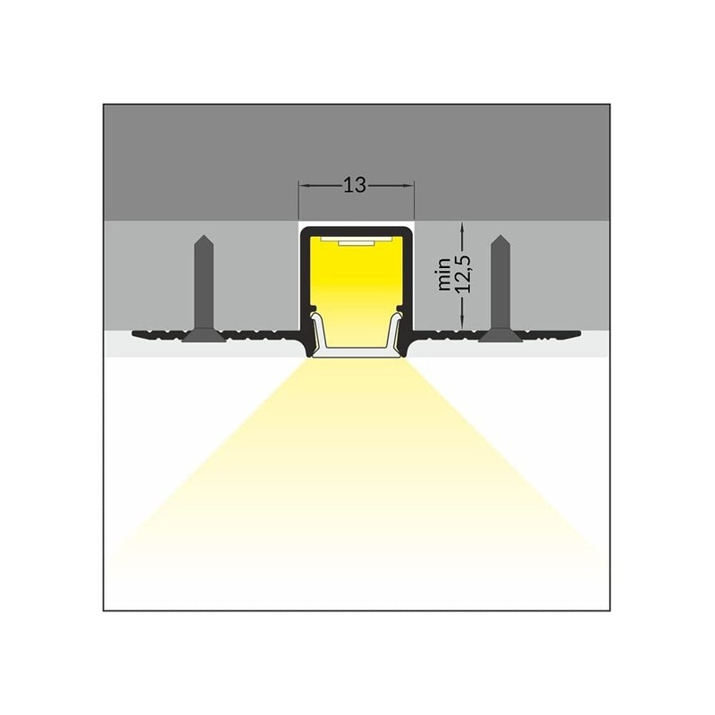 1m Plater-in LED Profile C3T for Ceiling and Drywall, Opal