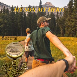 to My Son – Never Forget That I Love You, Brass Compass, Gift for Son from Mom and Dad, Graduation, Baptism, Confirmation, Communion, Sentimental Keepsake, Birthday Gift, Back to School, Faith Gift