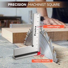 Preciva 90° Try Square 100 x 70 mm Carpenter's Square with Measuring Scale (cm) for Precise Work in Metal Construction and Workshop