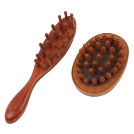 2 Pcs Loc Brush for Dreads, Wooden Long Handle Scalp Massage Wide Tooth Comb and Round Air Cushion Massage Comb Suitable for Scalp Care and Hair Styling