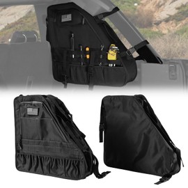 Bracingo Rear Trunk Cage Cargo Roll Bar Storage Bag,Roll Bar Cargo Organizers Saddle Bags,Compatible with Ford Bronco 2Doors 4Doors 2021 2022 2023,Hanged Up Multi-Pocket Storage Bags,Dark Black,2PCS