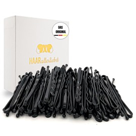 HAARallerliebst® 50 Bobby Pins Black - 5 cm Hair Clips for Women - Extra Strong & Durable - Sustainable Gift Box - Hair Pins for Hairstyles, Hair Styling Accessories (Black, Pack of 50)