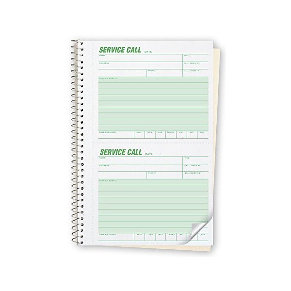 ABC Service Call Log Book, Carbon Duplicate, 5 5/8 x 8 1/2" - Package of 3