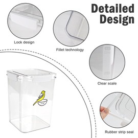 Bird Seed Storage Container-Airtight Bird Food Container-8.4lb/5 l Pet Food Storage Containers with Birds Seed Scoop-Wild Birds Dispenser-forPet Parakeets Finches Food Mealworms/Clear