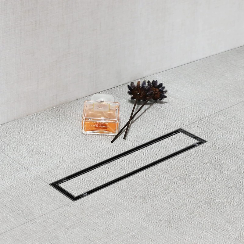 SaniteModar Linear Shower Drain, Black Shower Drain 12 inch with