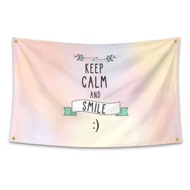 Motivational Quotes Keep Calm And Smile Flag Inspirational Wall Art Decor Tapestry 3x5 Feet College Dorm Room Gym Office Decor Man Cave Frat Wall Indoor Outdoor Flag with Bass Gromments (style-17)