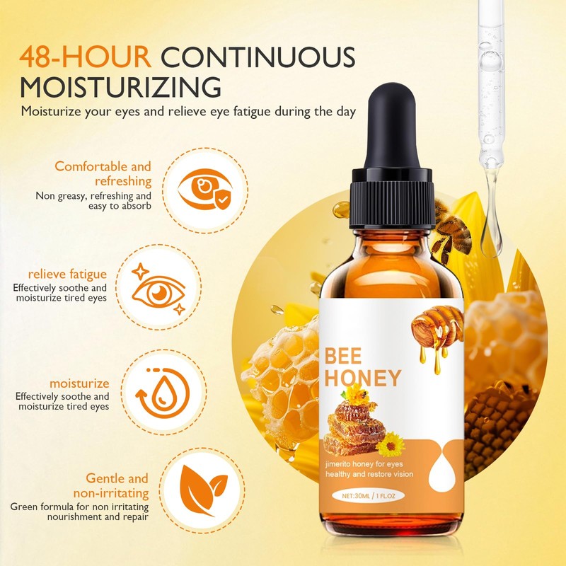 Honey Eye Serum, Hydrating Under-Eye Essence for Moisturizing, Gentle Daily