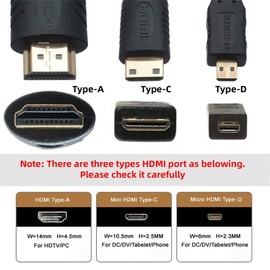 NFHK 2pcs/Set HDMI to Micro HDMI Type A to Type-D Male Connector Socket Opposite U Shape Back Angled for Raspberry PI 3B/3B+/4B