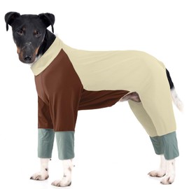 Hjumarayan Dog Sun Protection Clothing, Cooling Coat for Summer, Onesies for Large Dogs, Stretchy Pjs with Back Zip, Full Coverage Recovery Suit, Quick-Drying Jammies Dirt-Proof Jumpsuit (Beige 2XL)