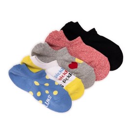 MUK LUKS Women's Set of 5 Pickleball No Show Socks, Multi, OS