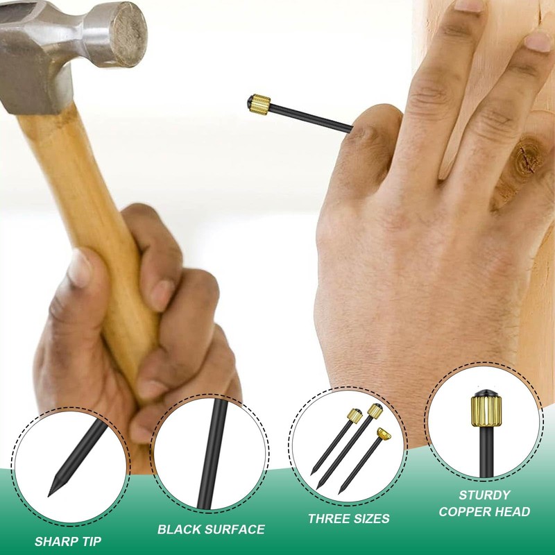 75pcs Picture Hanging Nails Pins Brass Head Wall Masonry Picture