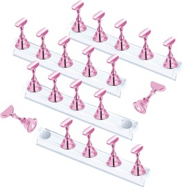 4 juegos de soporte de uñas rosa para prensa sobre uñas, soporte magnético para uñas postizas para prácticas de pintura, accesorios de arte de uñas acrílicas principiantes, equipo de salón de uñas y decoración