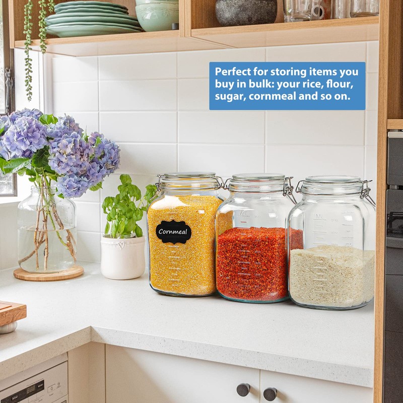 2 Pack 1 Gallon Square Super Wide-Mouth Glass Jars with