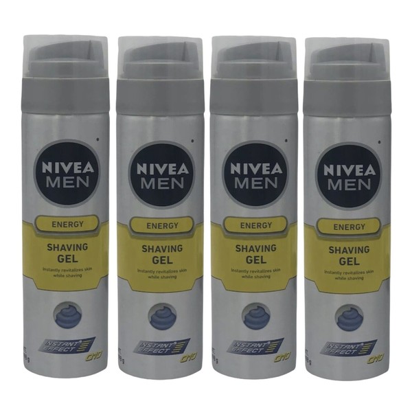 4 Pack Nivea Men Energy Shaving Gel 7 oz with Q10 Instant Effect Close Shave