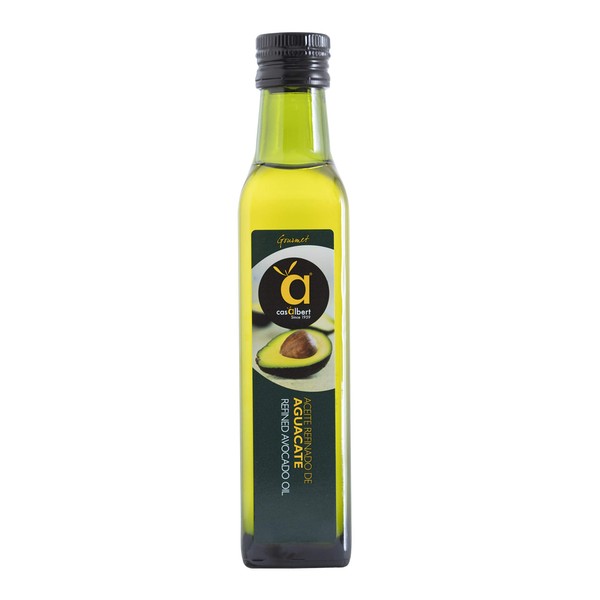 Casalbert Avocado Oil. Ideal for high temperature cooking or cold use in salads. 250 ml glass bottle. Made in Spain