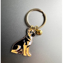 BT Bear Dog Keychain,Cute Metal Keychain,Bag Charm, German Shepherd Gold