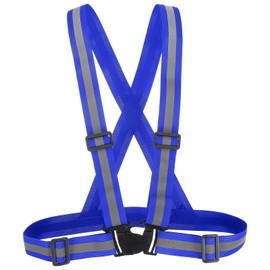 PATIKIL Reflective Safety Vest, 1 Pack Hi-Vis Safety Vests, Adjustable High Visibility Reflective Strips for Traffic Control Outdoor Jogging Cycling, Dark Blue