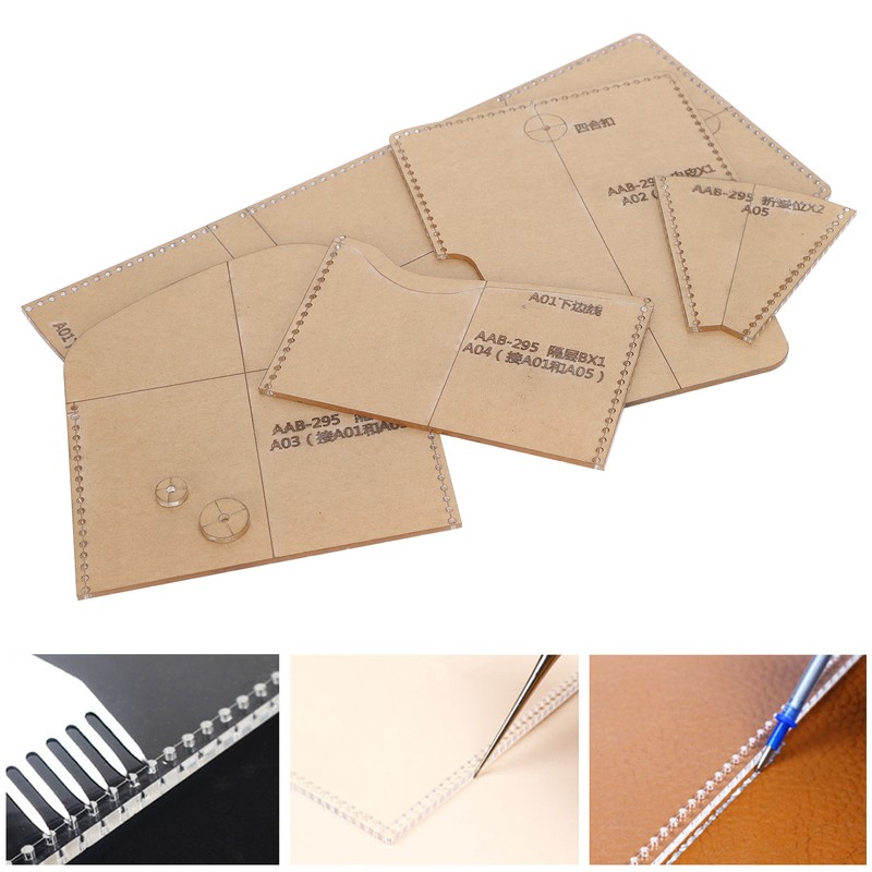 Acrylic Short Wallet Pattern Template Transparent Stencil HandMade Leather Craft