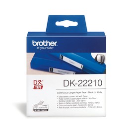 Brother DK-22210 Label Roll, Continuous Length Paper, Black on White, Single Label Roll, 29mm (W) x 30.48M (L), Brother Genuine Supplies