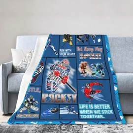 wsradto Ice Hockey Blanket Gifts for Hockey Lover Throw Blanket Bedding Cozy Fleece Flannel Lightweight Stuff Plush for Men Women Boys Adults Fans Players for Couch Sofa Bed Home Decor 40"x50"