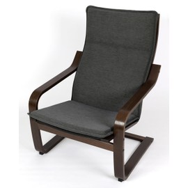 Generic Poang Chair Cushion Cover Solid Color Chenille Fabric Slipcover Compatible with for IKEA Poang Chair Cushion (Dark Gray, Type 4), 1906200PO