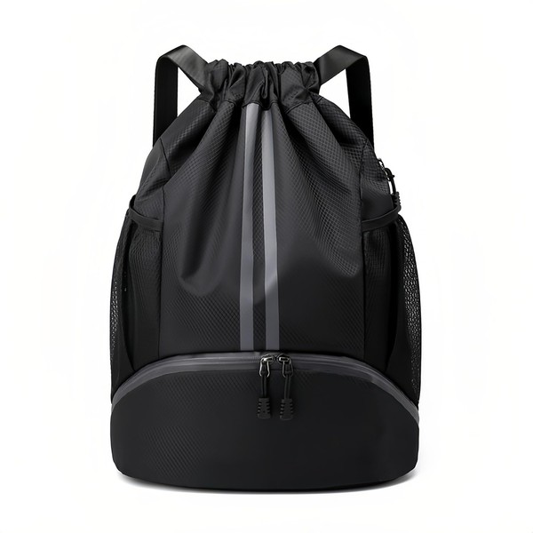 Sports Drawstring Backpack – Water-Resistant Gym Bag with Shoe Compartment