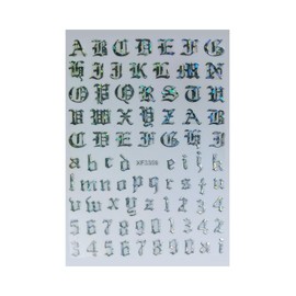 Art Latin Letter Nail Sticker Old English Letter Number Nail Decals Laser Silver Nail Wraps Stickers Manicure Supplies for Women Nails Full Long Lasting Easy Apply and Remove