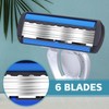 Premium Razor Handle with Crystal Gems, Chrome Finish, Blue 5-Blade