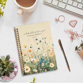 nvucamd Christian Floral give thanks unto the lord Spiral Notebook, Bible Wildflower Journal Notebook, Prayer Journaling Notebooks for Women, Religious Office School Supplies Gifts, 5.5x8.3 Inch