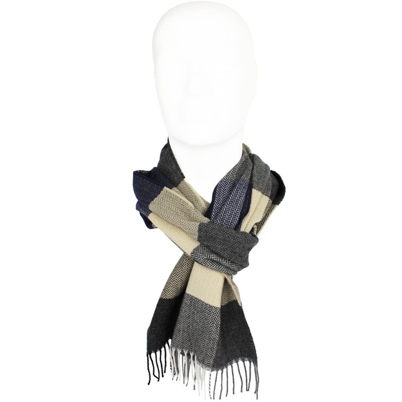 Wool Scarf Men's Winter Scarf Warm & Soft Wool Checked