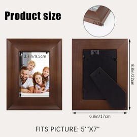 Andiker Photo Frame, 4x6 Inches/10 * 15 CM Wooden Picture Frames with Glass Panel and 4 CM Curved Thick Border, Vintage Photo Frame for Wall or Tabletop Hanging for Home Decor Cafe Wedding (Brown)